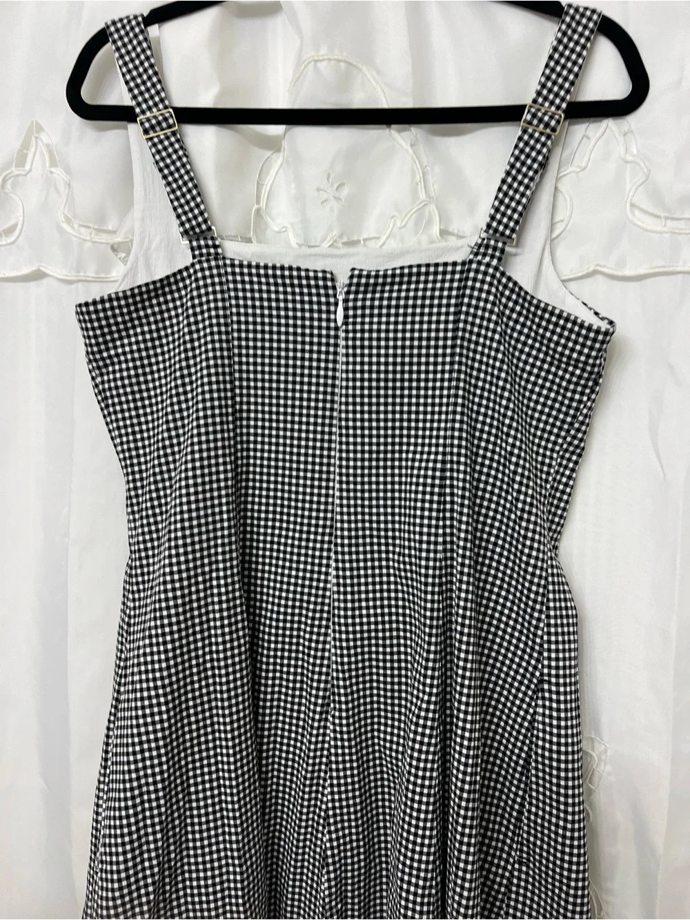 NWOT Abercrombie & Fitch Flowy Midi Dress Black Gingham Large Petite LP